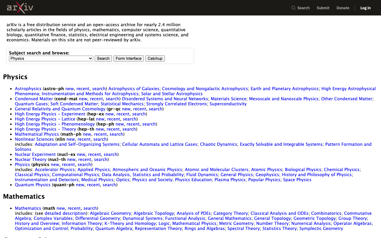 arXiv 首页截图