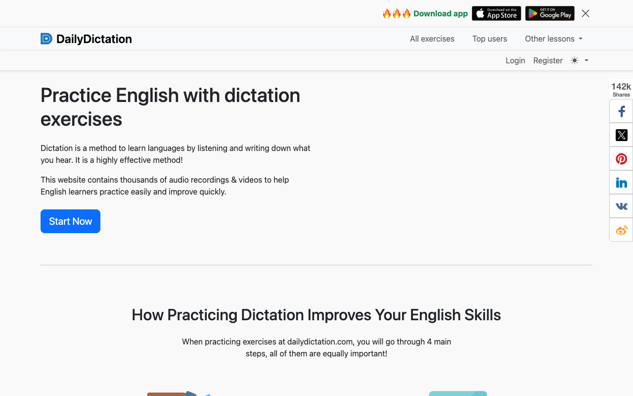 每日听写 Daily Dictation 首页截图