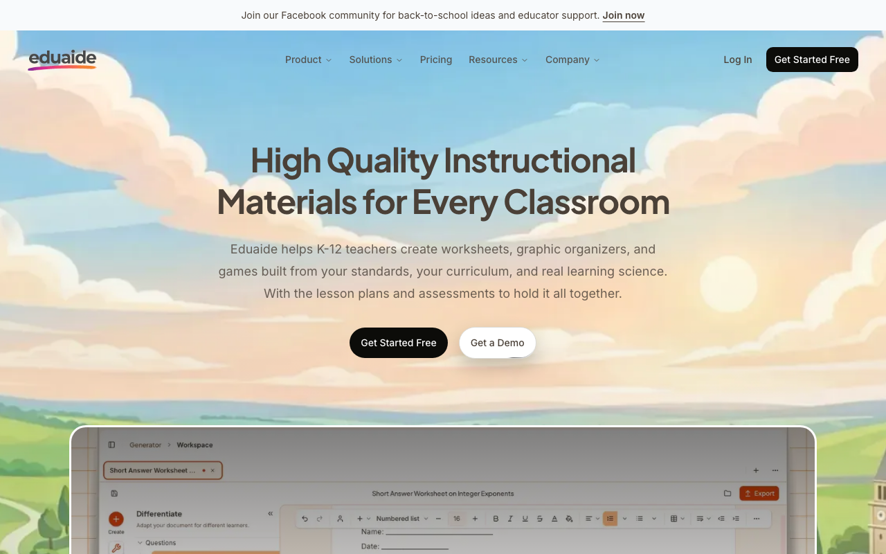 Eduaide.Ai 首页截图