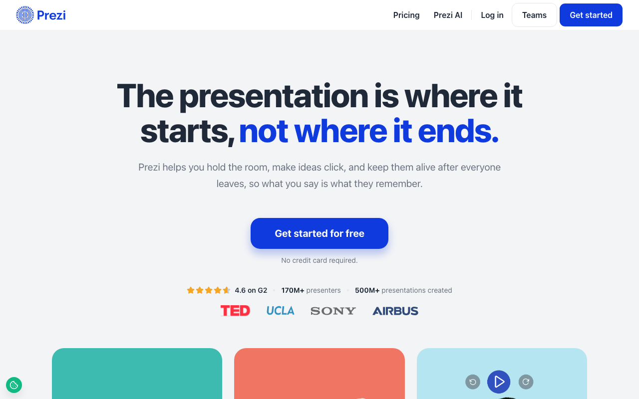 Prezi 首页截图