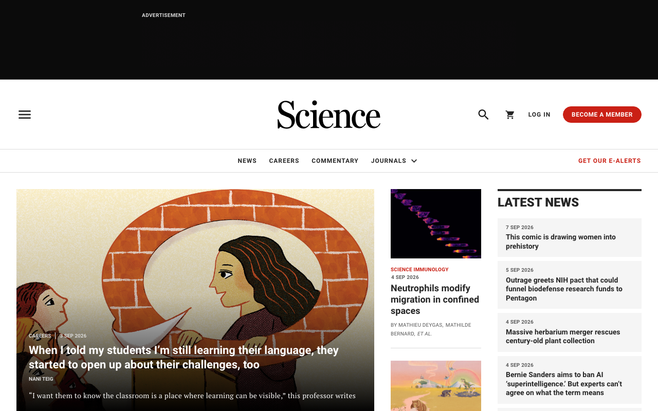 Science 首页截图