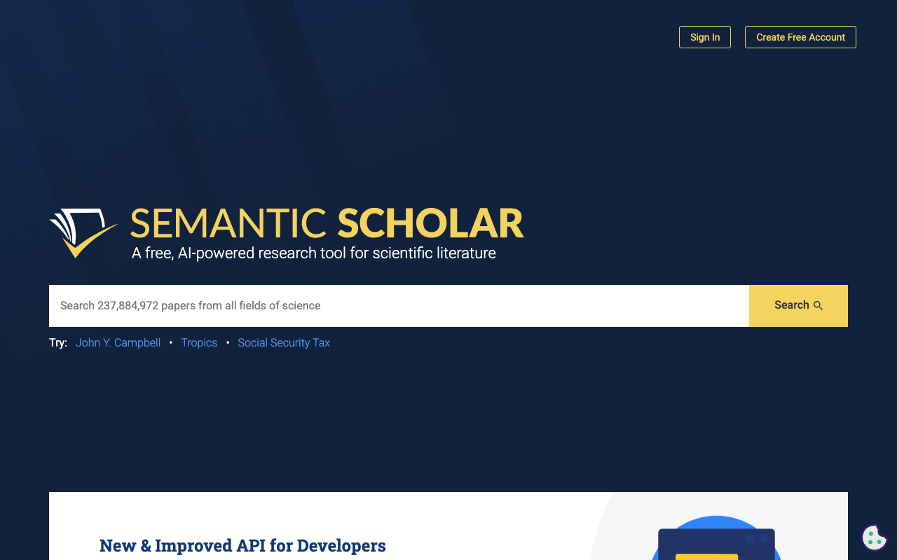 Semantic Scholar 首页截图